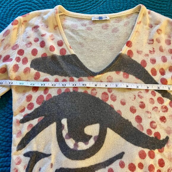 RARE Blue Area Sweater – Lichtenstein-Inspired Cashmere Art Knit – Sz S - Picture 5 of 6